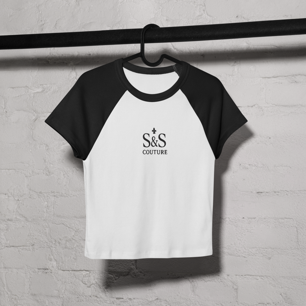 S&S COUTURE Women's Micro Rib Raglan Baby Tee - Fitted Cotton Blend | Sporty Casual