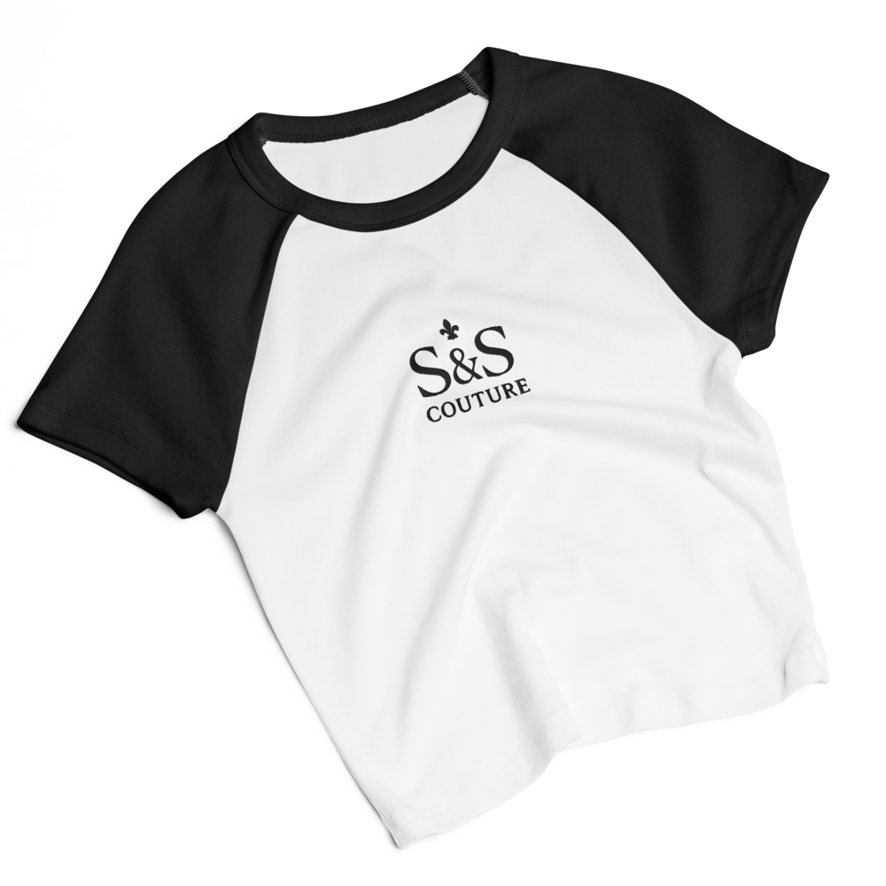 S&S COUTURE Women's Micro Rib Raglan Baby Tee - Fitted Cotton Blend | Sporty Casual
