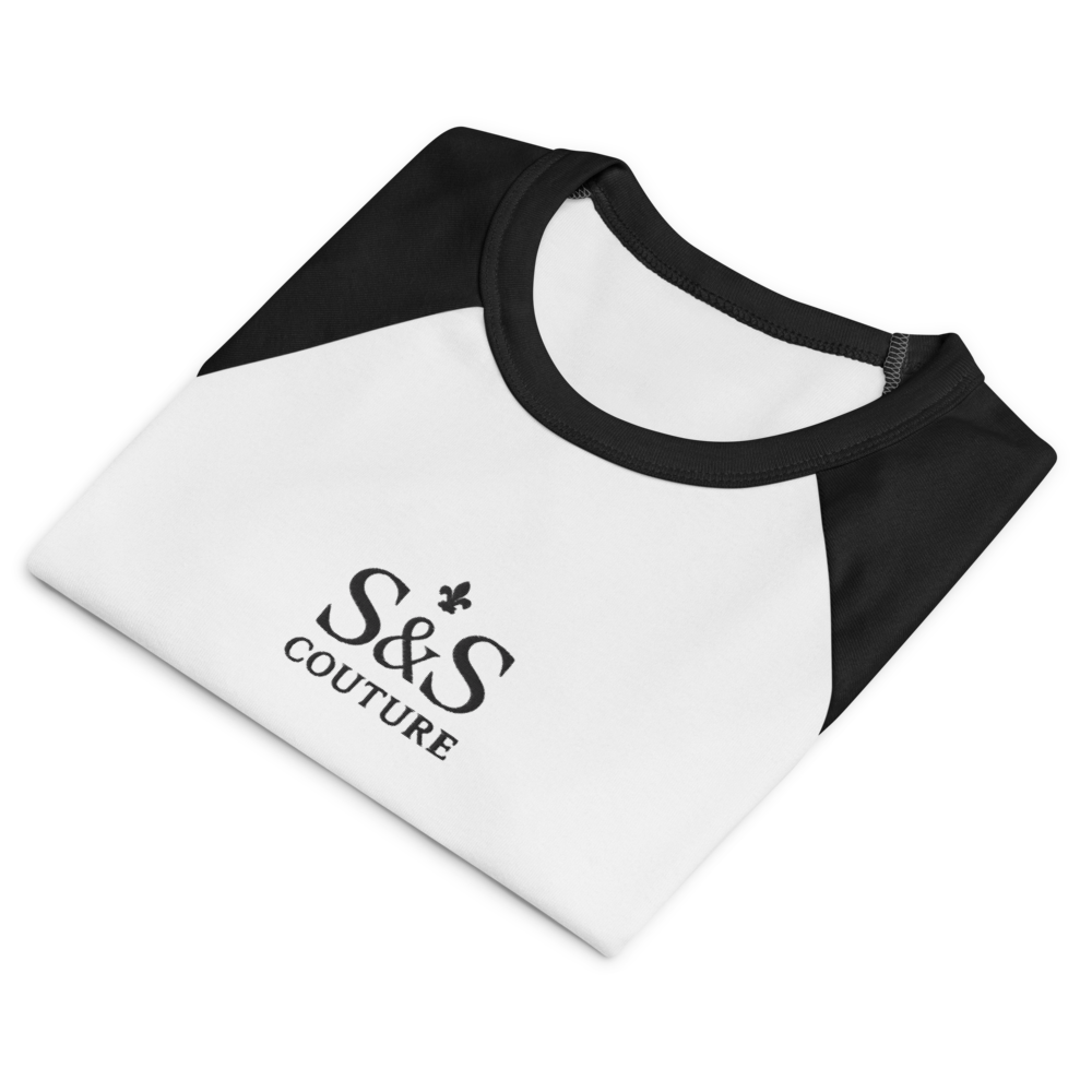 S&S COUTURE Women's Micro Rib Raglan Baby Tee - Fitted Cotton Blend | Sporty Casual